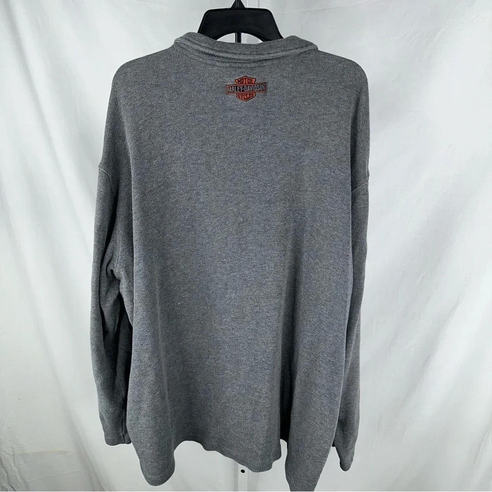 Harley Davidson Men’s Gray Quarter Zip Gray Long Sleeve Sweater Shirt Size 3XL